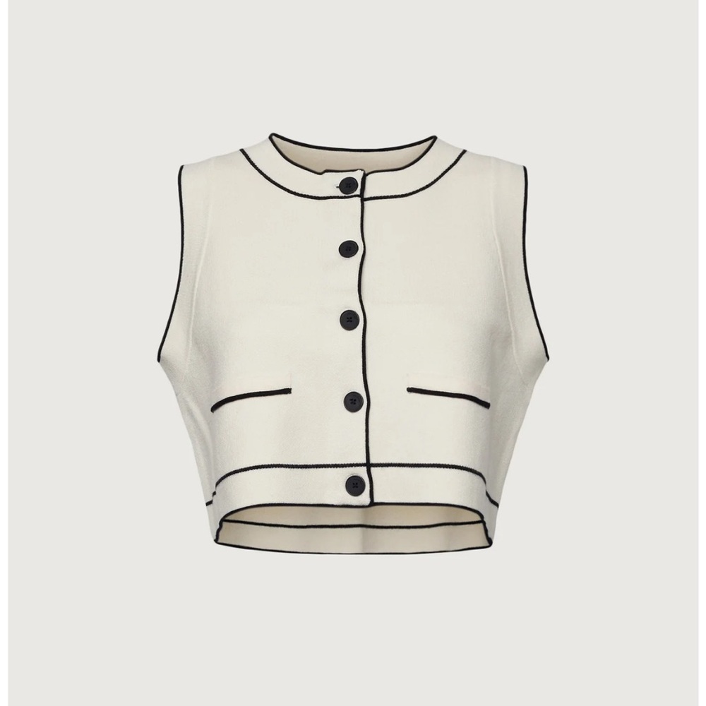 OAK + FORT Cream & Black contrast button up vest